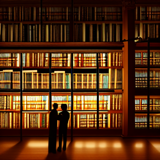 Judson and Flynn stand in the dimly lit Library archive, surrounded by ancient books and artifacts, as Judson points excitedly at a faded journal entry that matches Flynn's time-travel tale perfectly.